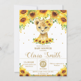 Invitation Baby shower de lion floral de tournesol