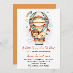 Invitation Baby shower de Lion Little King de ballon à air ch