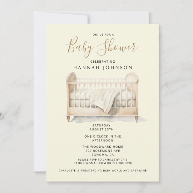 Invitation Baby shower de lit neutre pour le genre Boho (Devant)