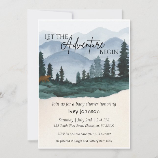 Invitation Baby shower de Little Boy Woodlands  (Devant)