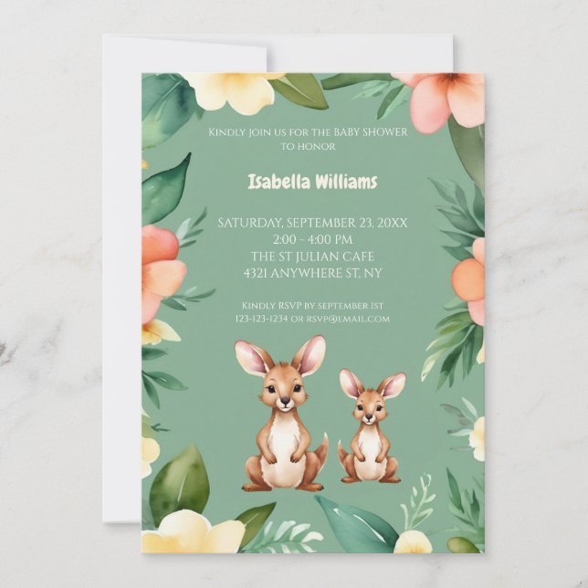 Invitation Baby shower de Little Kangaroos (Devant)