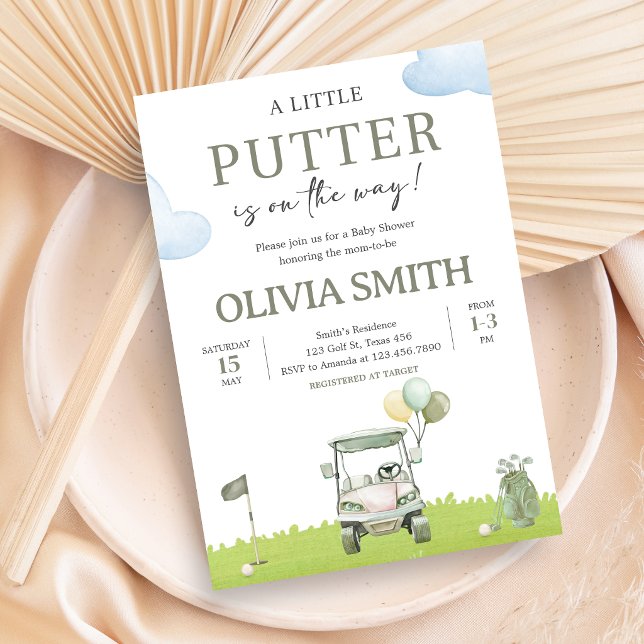 Invitation Baby Shower de Little Putter Golf (Golf Little Putter Baby Shower Invitation)