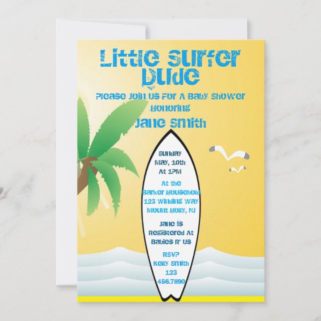 Invitation Baby shower de Little Surfer Dude (Devant)