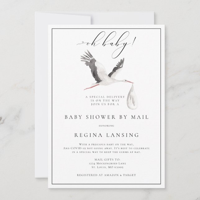 Invitation Baby shower de livraison spécial par courrier (Devant)