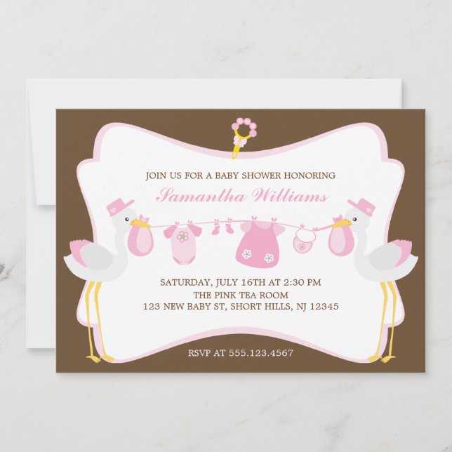 Invitation Baby shower de livraison spécial Stores roses (Devant)