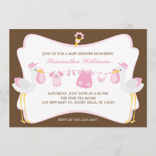 Invitation Baby shower de livraison spécial Stores roses