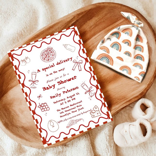 Invitation Baby shower de livraison spéciale Pizza (Créateur téléchargé)