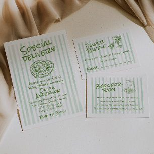Invitation Baby shower de livraison spéciale Pizza verte de l