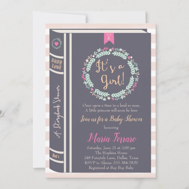 Invitation Baby shower de livre d'histoire (Devant)
