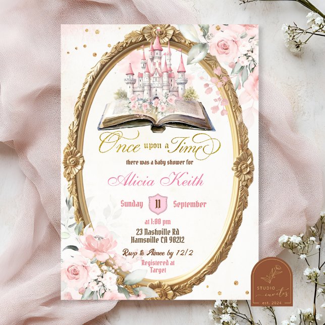 Invitation Baby shower de livre d'histoires rose vif (Créateur téléchargé)