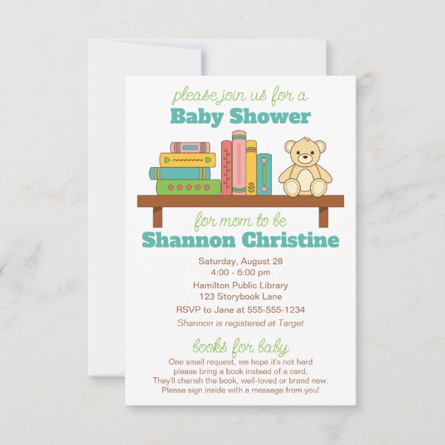 Invitation Baby shower de livre | Livres pour bébé (Devant)