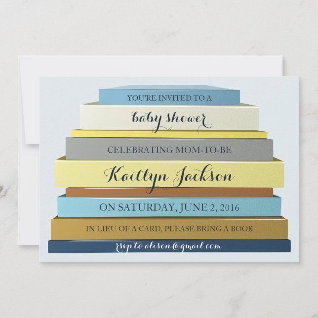 Invitation Baby shower de livres empilés (Devant)