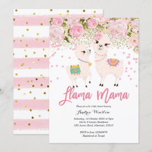 Invitation Baby shower de Llama Mama Gold rose