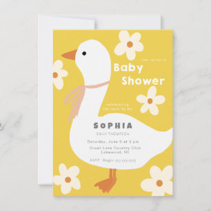 Invitation Baby shower de l'oie blanche et des marguerites