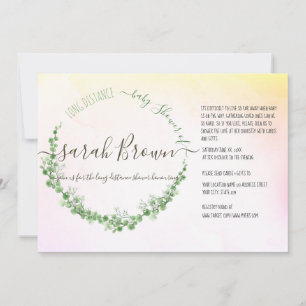 INVITATION BABY SHOWER DE LONGUE DISTANCE VERT & JAUNE
