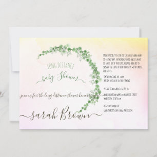 INVITATION BABY SHOWER DE LONGUE DISTANCE VERT & JAUNE
