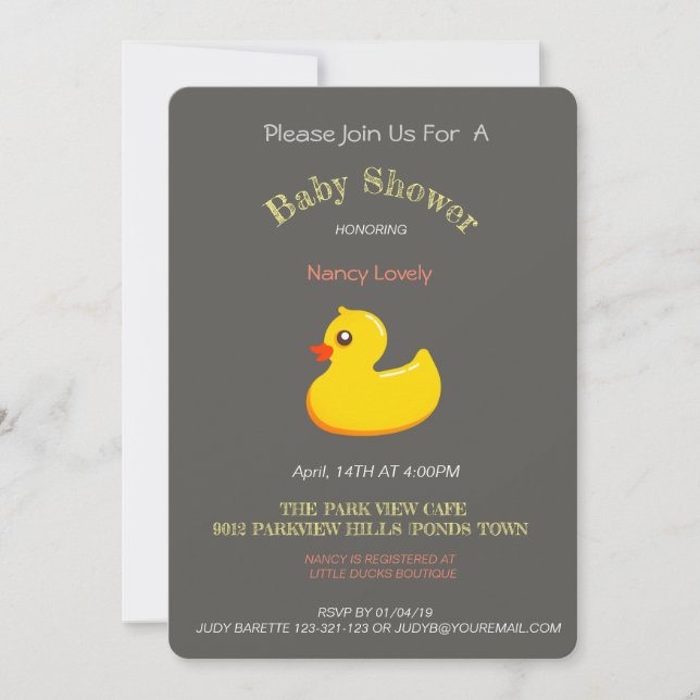 Invitation Baby shower de look de tableau - canard en caoutch (Devant)
