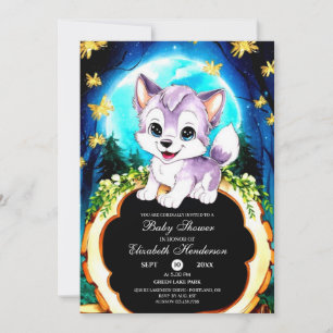 Invitation Baby shower de loup d'aquarelle modifiable
