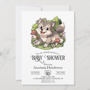 Invitation Baby shower de loup de rêve mignon