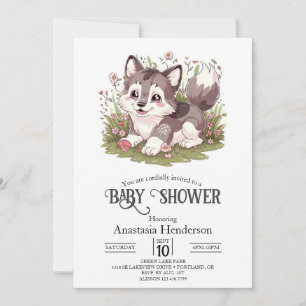 Invitation Baby shower de loup magique