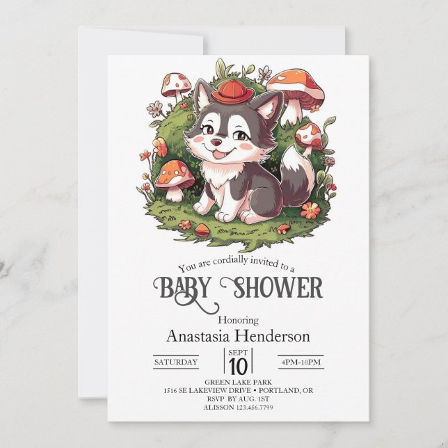 Invitation Baby shower de loup magique Whimsical numérique (Devant)