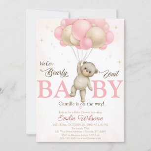Invitation Baby shower de l'ours Boho Rose