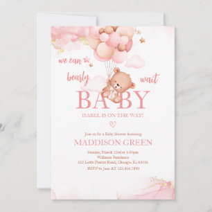 Invitation Baby shower de l'ours Boho Rose