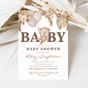 Invitation Baby shower de l'ours de Boho   Douche
