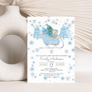 Invitation Baby shower de l'ours de bois Bois d'hiver