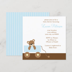 Invitation Baby shower de l'ours de l'ours de Toy bleu