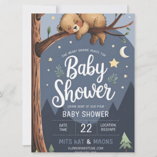 Invitation Baby shower de l'ours de Woodland   Wat