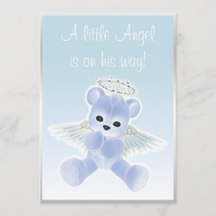 Invitation Baby shower de l'ours en peluche bleu