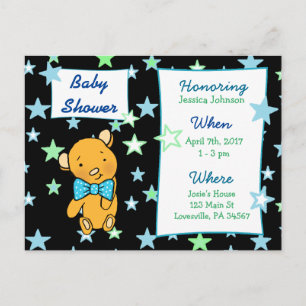Invitation Baby shower de l'ours en peluche mignon