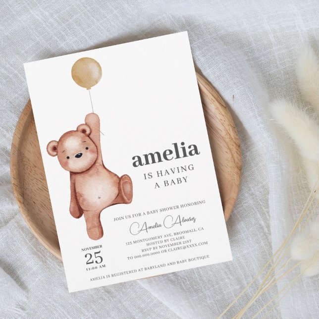 Invitation Baby shower de l'ours en peluche neutre (Créateur téléchargé)
