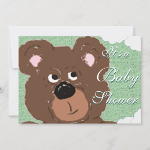 Invitation Baby shower de l'Ours en peluche (vert)