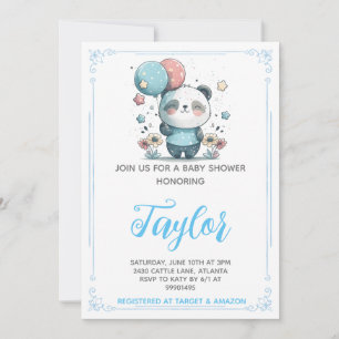 Invitation Baby shower de l'ours Panda