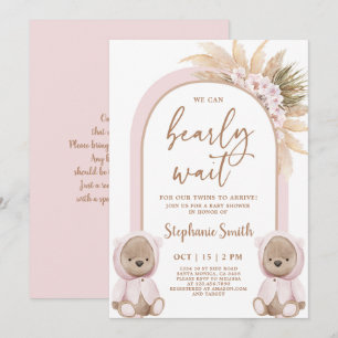 Invitation Baby shower de l'ours Twin Girls