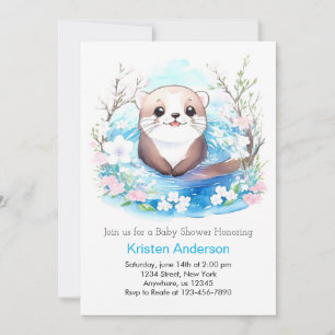 Invitation Baby shower de loutres d'aquarelle