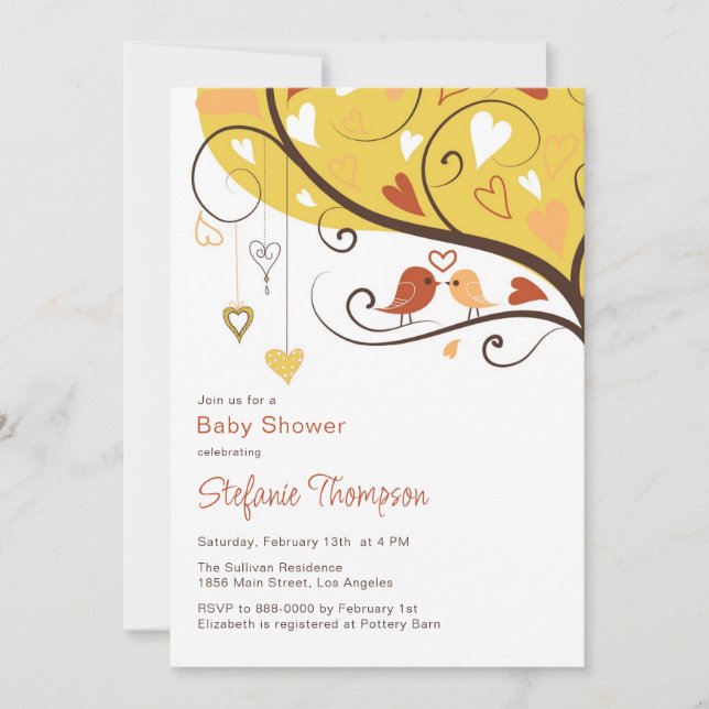 Invitation Baby shower de Lovebirds d'automne colo (Devant)