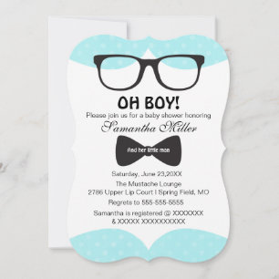 Invitation Baby shower de lunettes noires Cute Oh Boy Invitat