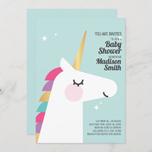 Invitation Baby shower de l'Unicorne arc-en-ciel