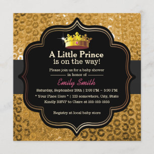 Invitation Baby shower de luxe Gold Crown Little Prince