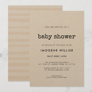Invitation Baby shower de machine à écrire minimaliste vintag