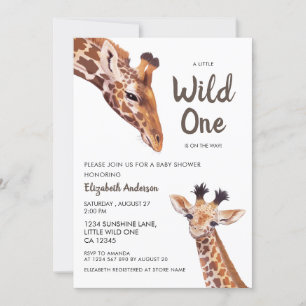 Invitation Baby Shower de Maman Sauvageonne et de Bébé Girafe