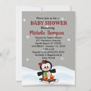 Invitation Baby shower de manchot d'hiver/Invitation d'annive