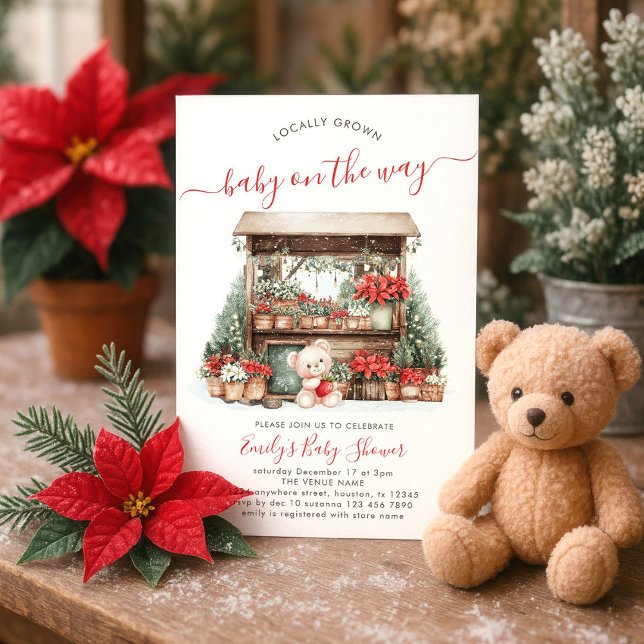 Invitation Baby shower de marché de Noël cultivé localement (Créateur téléchargé)