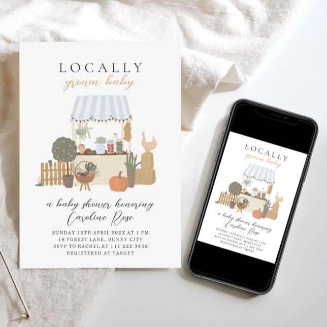 Invitation Baby shower de marché des fermiers cultivés locale (Créateur téléchargé)