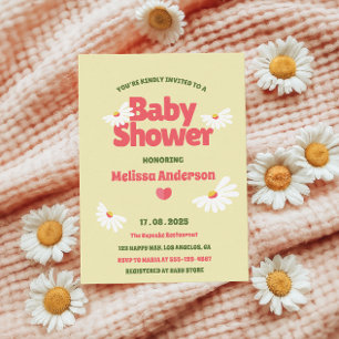 Invitation Baby shower de marguerite super avec Arrière - pla