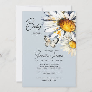 Invitation Baby shower de marguerites et papillons