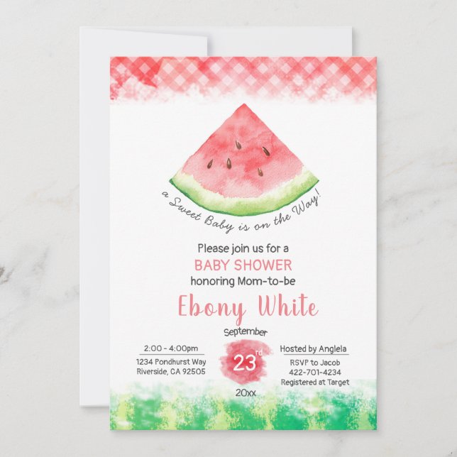 Invitation Baby shower de melon d'eau (Devant)